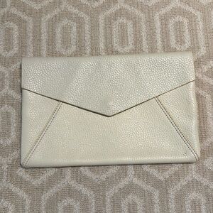 J. McLaughlin ivory leather clutch